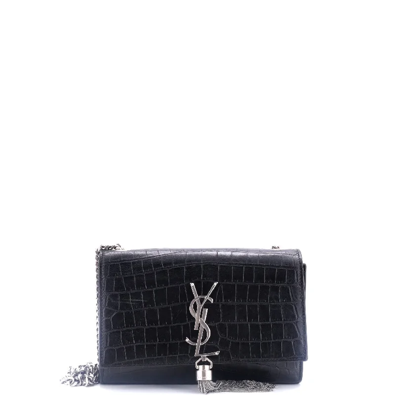 Edgy Bags For Bold And Daring Fashionistas Classic Monogram Tassel Crossbody Bag Crocodile Embossed Leather Small