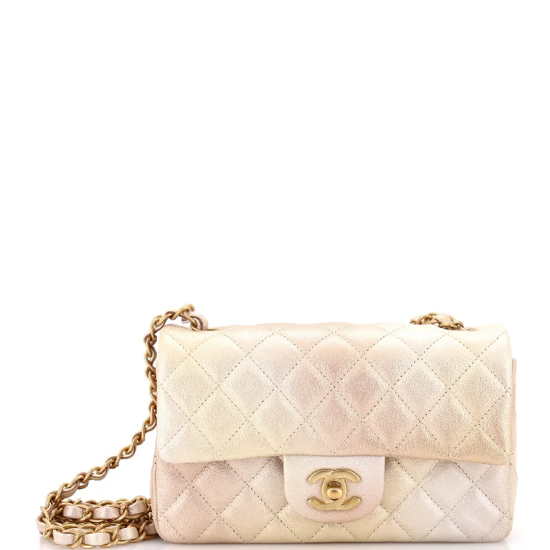 Party Bags For New Year's Eve And Special Occasions Classic Single Flap Bag Quilted Ombre Metallic Goatskin Mini