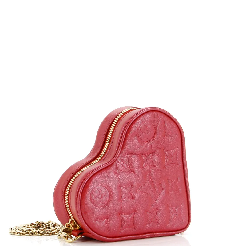 Urban Style Coeur Heart on Chain Bag Monogram Embossed Lambskin