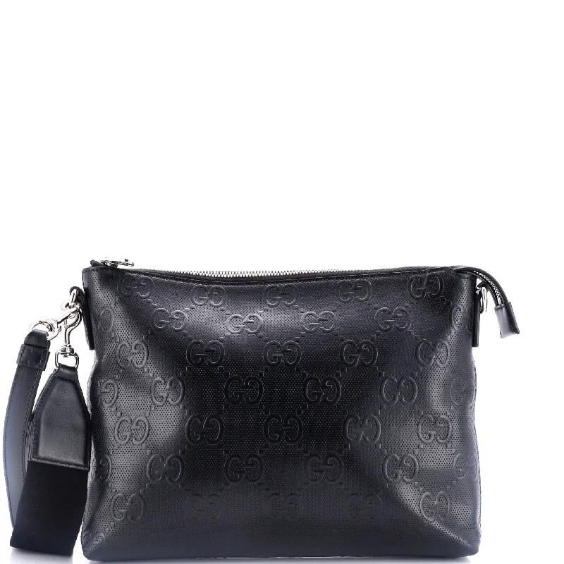 Stylish Bags For Fashion Bloggers With Promotions Convertible Messenger Bag GG Embossed Perforated Leather Medium