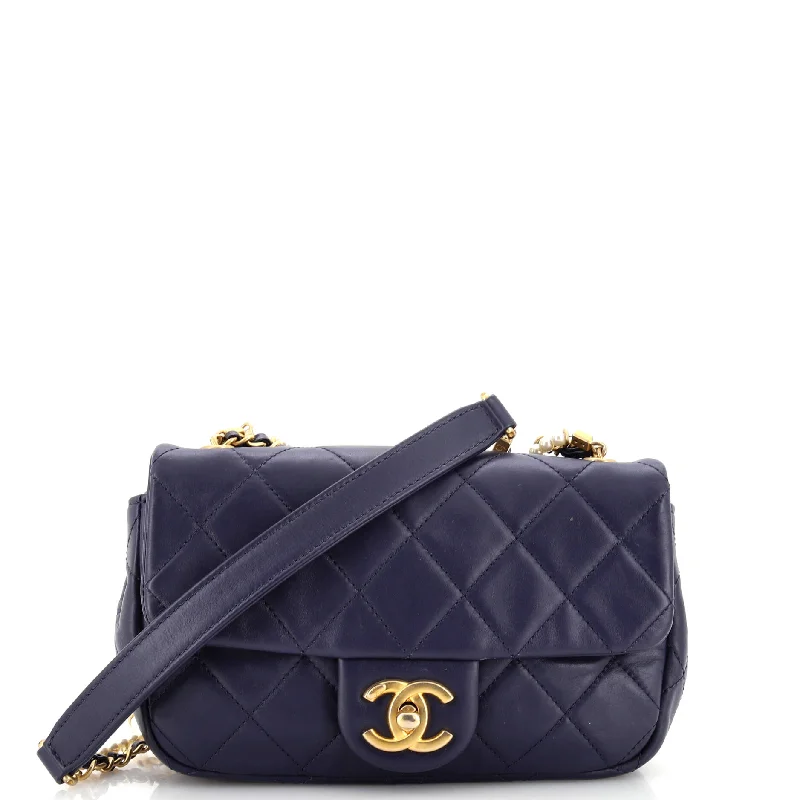 Inspired Bags For Timeless Elegance Crystal Pearls Chain Flap Bag Quilted Calfskin Small