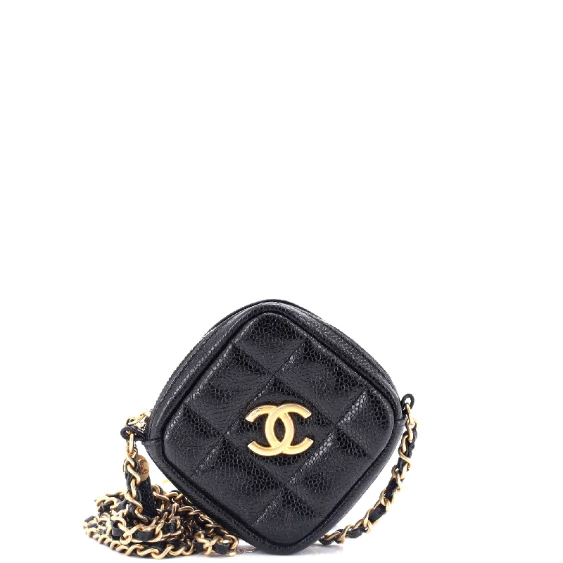 Luxury Bags For Working Professionals Diamond Coin Purse with Chain Quilted Caviar