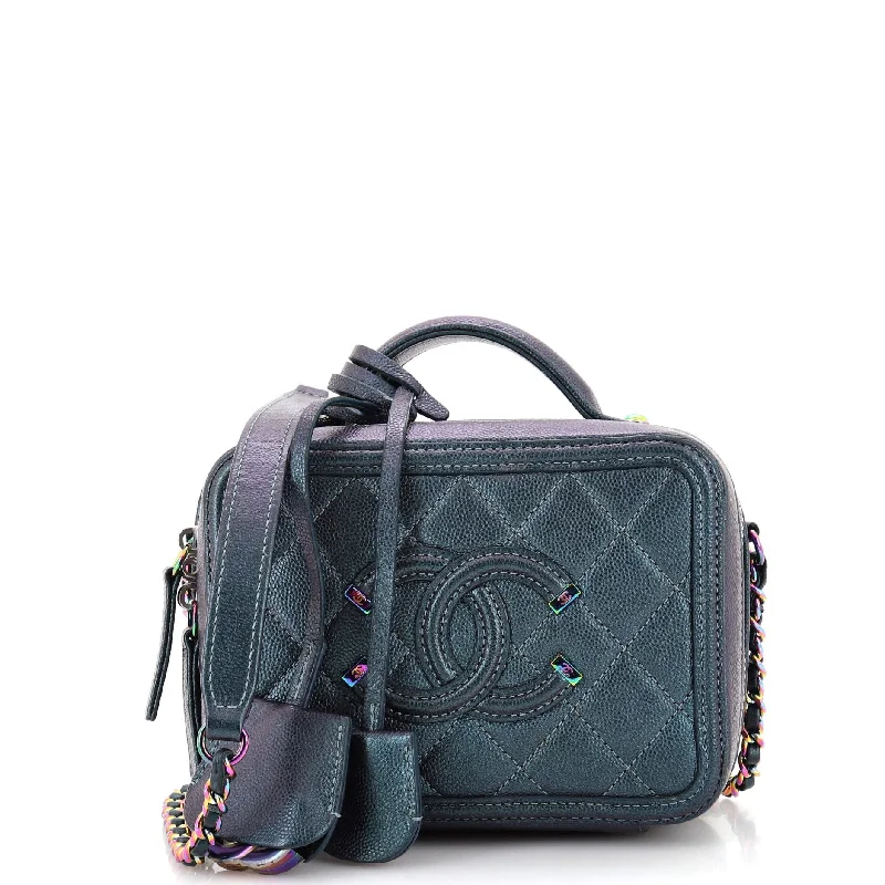 Minimalist Bags For Clean And Modern Aesthetics Filigree Vanity Case Quilted Iridescent Caviar Small