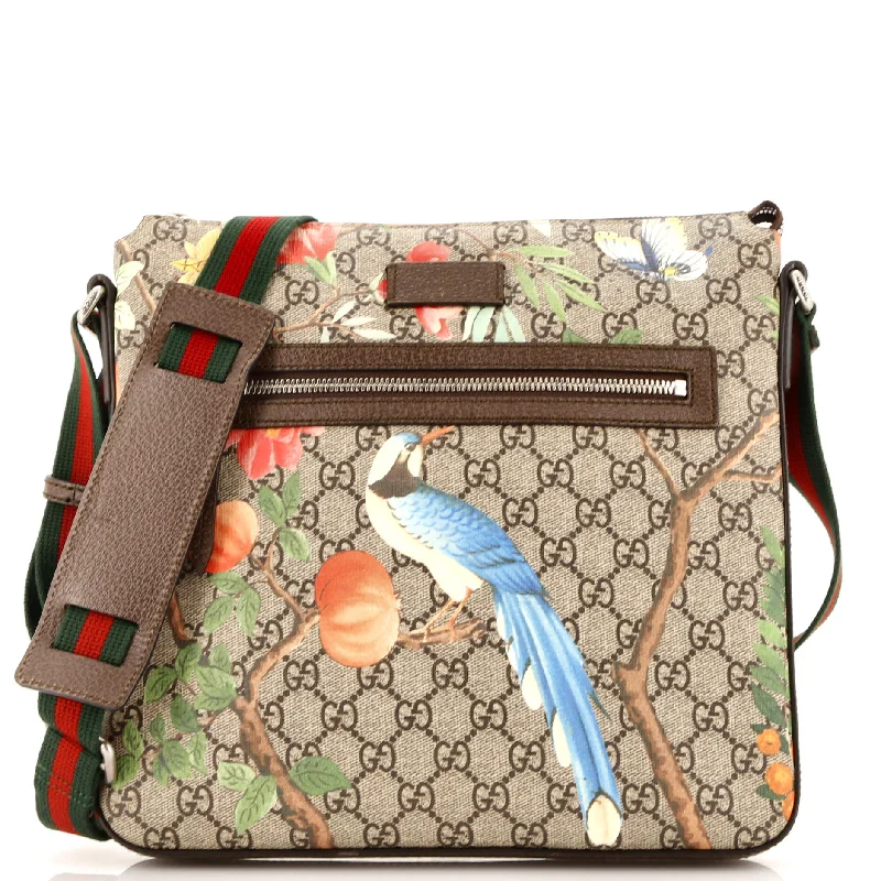 Luxury Bags With Premium Materials And Craftsmanship Front Zip Messenger Tian Print GG Coated Canvas Medium