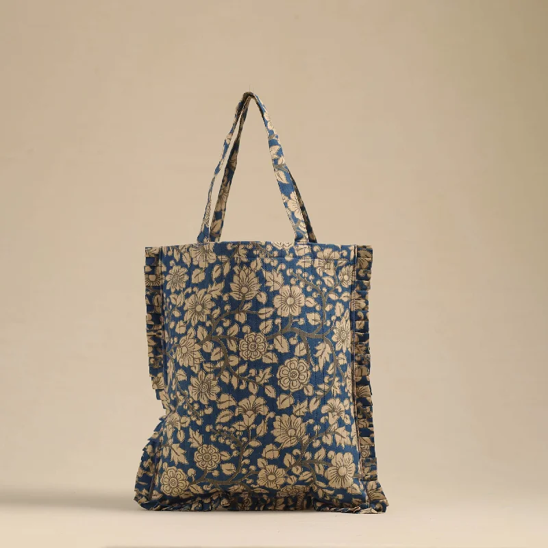 Inspired Bags For High-End Fashion Blue - Handcrafted Cotton Frill Jhola Bag 01
