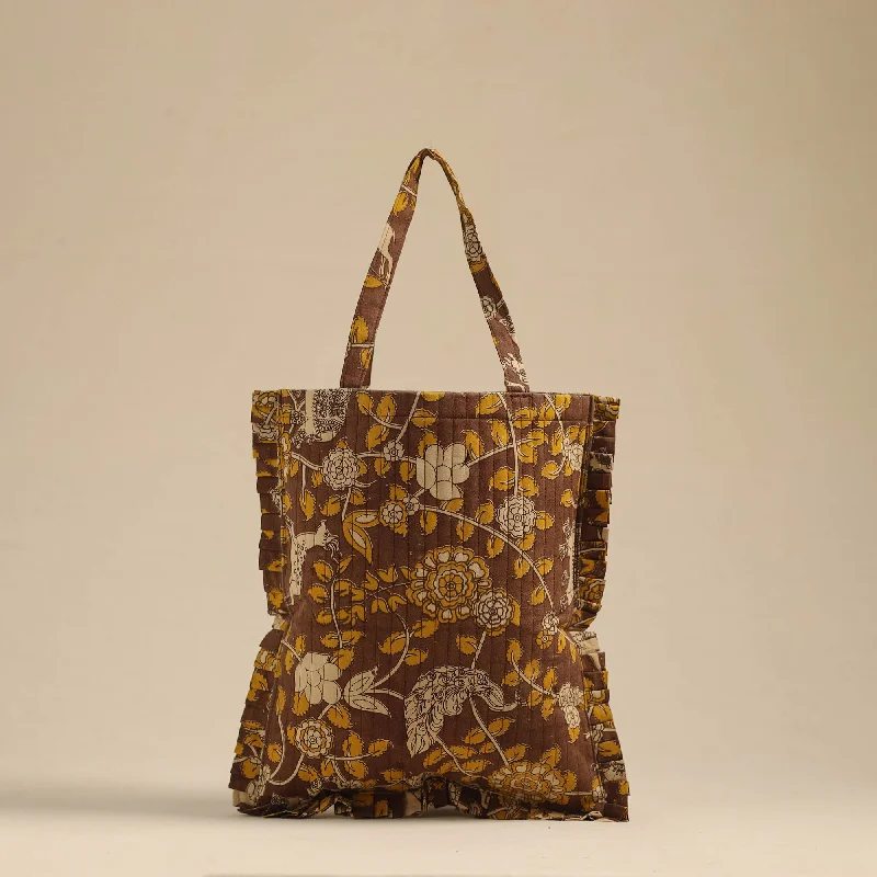 Seasonal Clearance Bags For Summer, Winter, Etc. Brown - Handcrafted Cotton Frill Jhola Bag 02 Seasonal Clearance Bags For Summer, Winter, Etc. Brown - Handcrafted Cotton Frill Jhola Bag 02