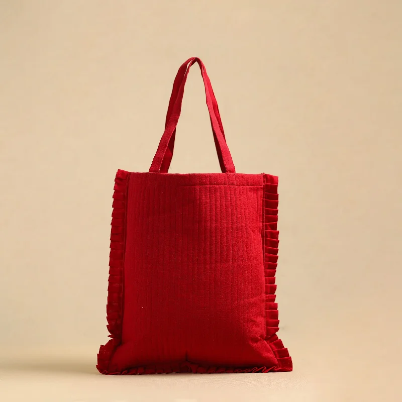 Seasonal Clearance Bags For Summer Handcrafted Cotton Frill Jhola Bag 04
