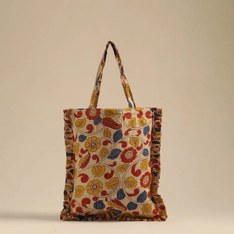 Odor-Resistant And Budget Bags Beige - Handcrafted Cotton Frill Jhola Bag 12