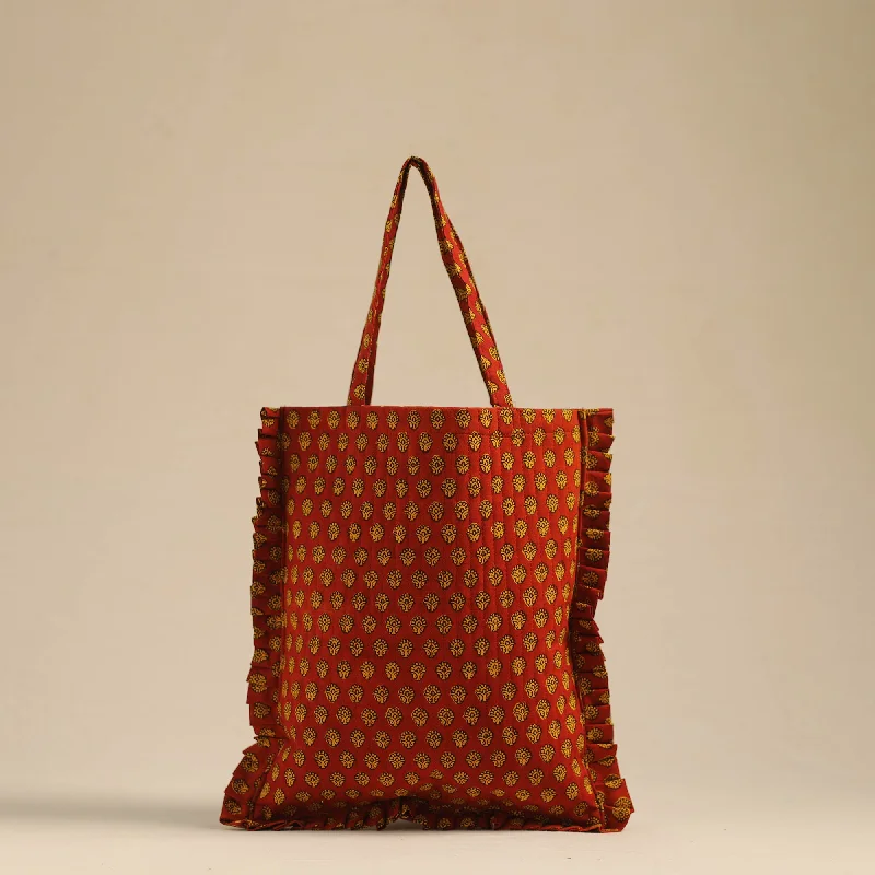 Sleek And Seasonal Sale Bags Handcrafted Cotton Frill Jhola Bag 14