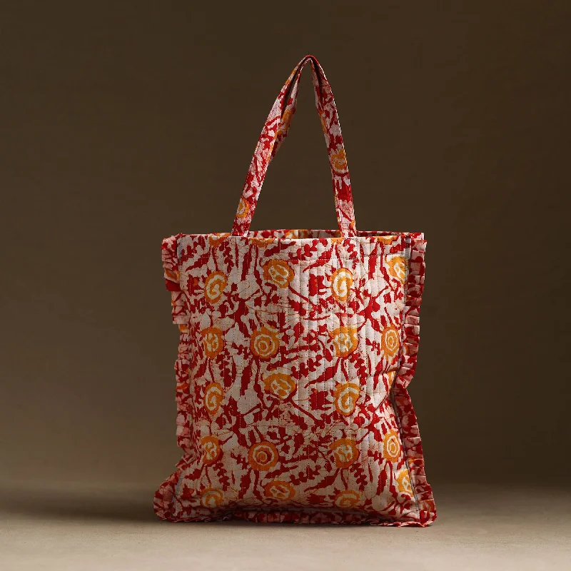 Discounted Designer Bags For Clearance Sale Handcrafted Cotton Frill Jhola Bag 14
