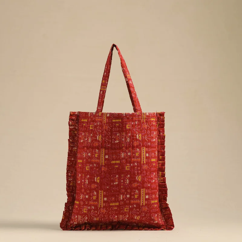 Holiday Gift Bags For Christmas Handcrafted Cotton Frill Jhola Bag 26
