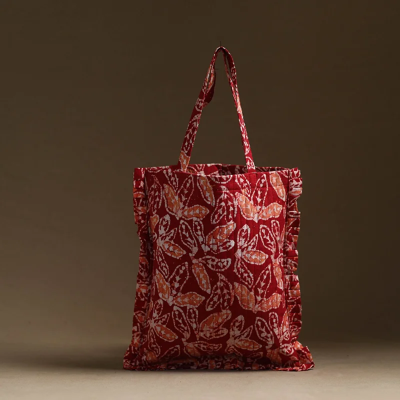 Lightweight Bags For Senior Travelers Handcrafted Cotton Frill Jhola Bag 33