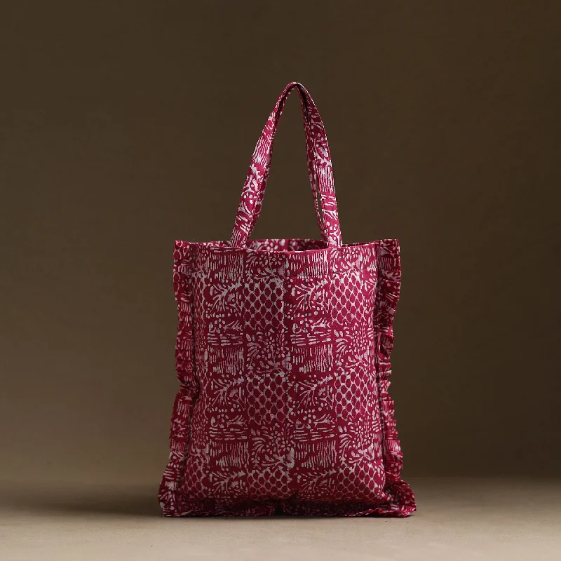 Vibrant Bags With Discounts Handcrafted Cotton Frill Jhola Bag 37