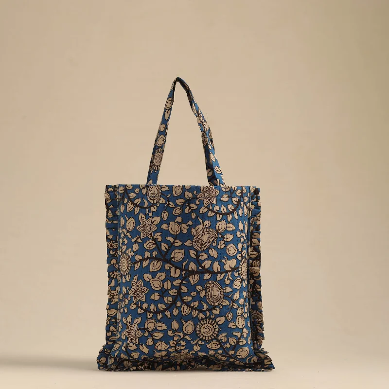 Evening Events Blue - Handcrafted Cotton Frill Jhola Bag 46