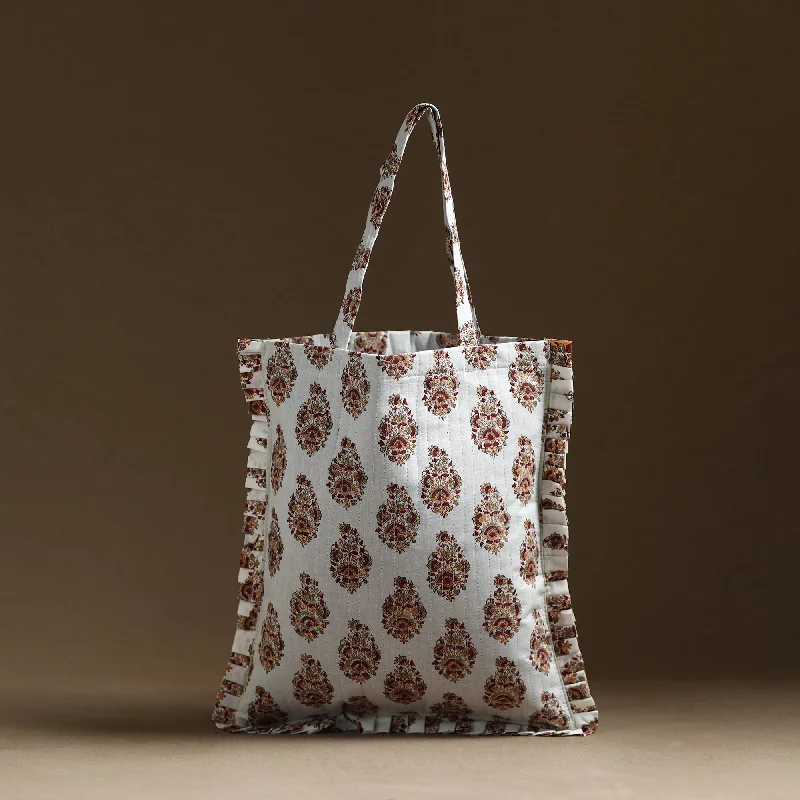 Designer Bags For Luxury Collectors Handcrafted Cotton Frill Jhola Bag 53