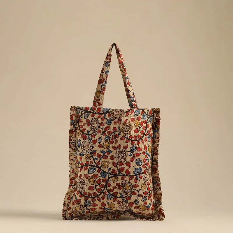 Inspired Bags For Luxury Fashion Lovers Beige - Handcrafted Cotton Frill Jhola Bag 56