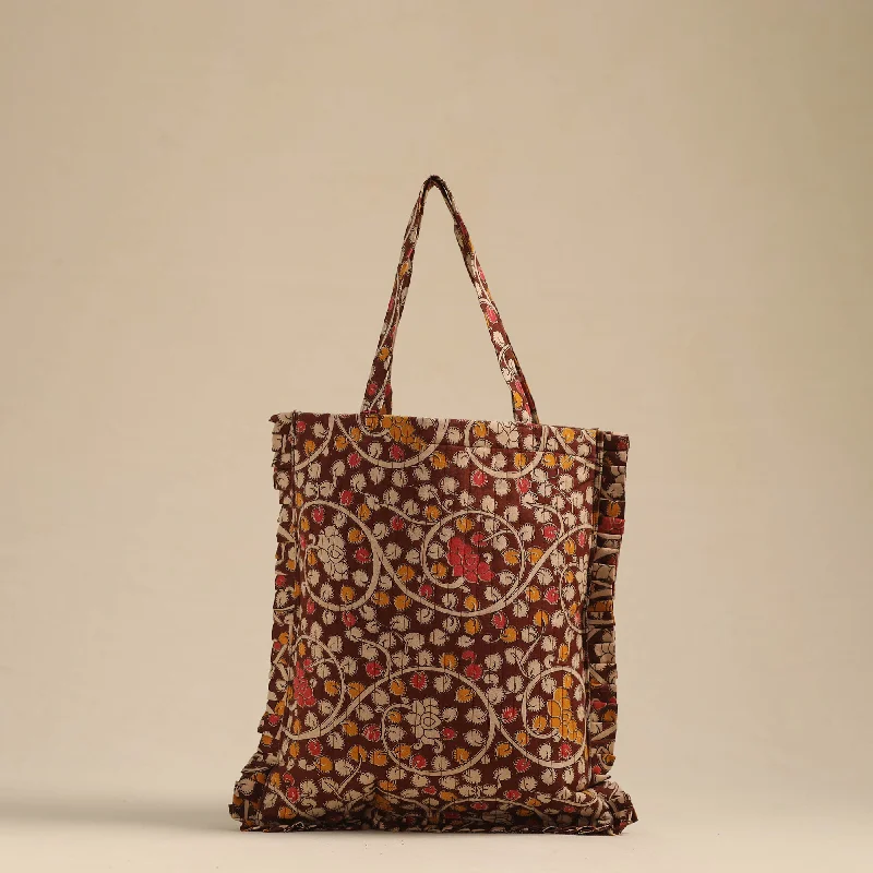 Designer Bags For Luxury Collectors Brown - Handcrafted Cotton Frill Jhola Bag 61