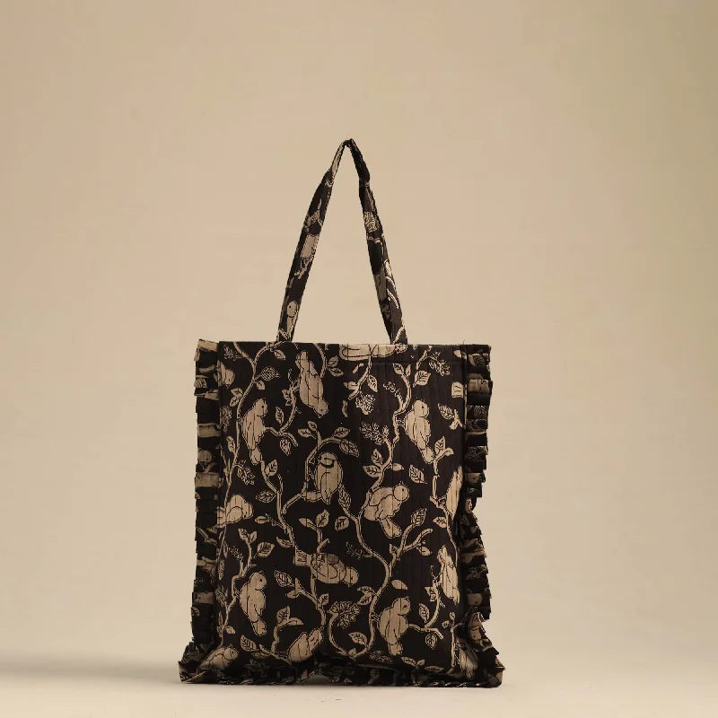 High-Quality Bags Black - Handcrafted Cotton Frill Jhola Bag 63