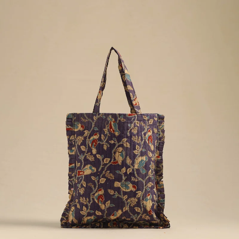 Festive Holiday Gift Bags Purple - Handcrafted Cotton Frill Jhola Bag 64