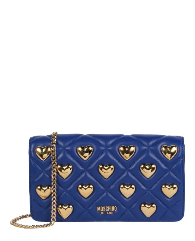 Bags With Discounts Heart Studs Quilted Shoulder Bag