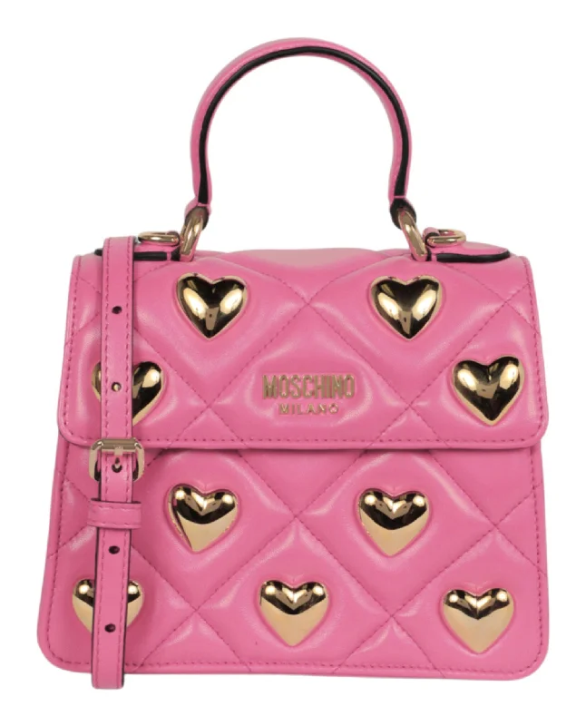 Spacious And Discounted Bags Heart Studs Quilted Shoulder Bag