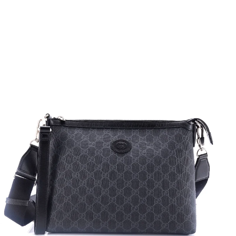 Sporty Bags For Active And Athletic Lifestyles Interlocking G Patch Wristlet Messenger Bag GG Coated Canvas Small