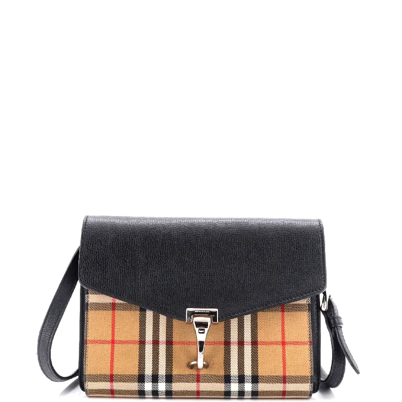 Bag Deals Macken Crossbody Bag Leather and Vintage Check Canvas Small