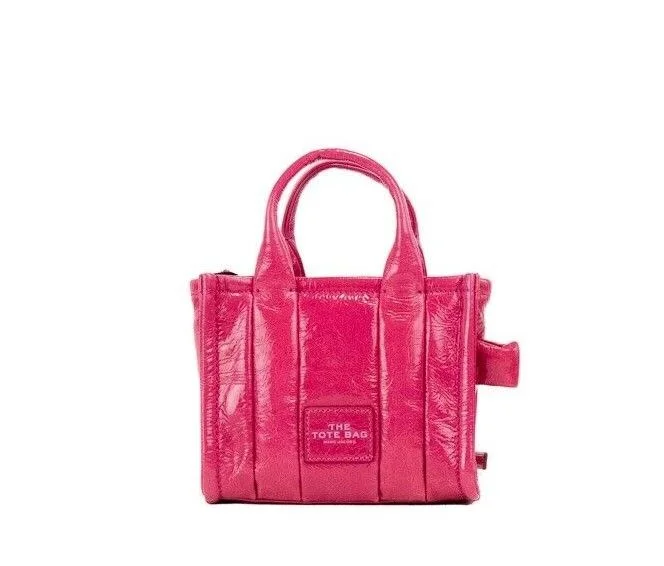 Designer Bags For Luxury Collectors Marc Jacobs The Shiny Crinkle Micro Tote Magenta Leather Crossbody Bag Handbag Designer Bags For Luxury Collectors Marc Jacobs The Shiny Crinkle Micro Tote Magenta Leather Crossbody Bag Handbag