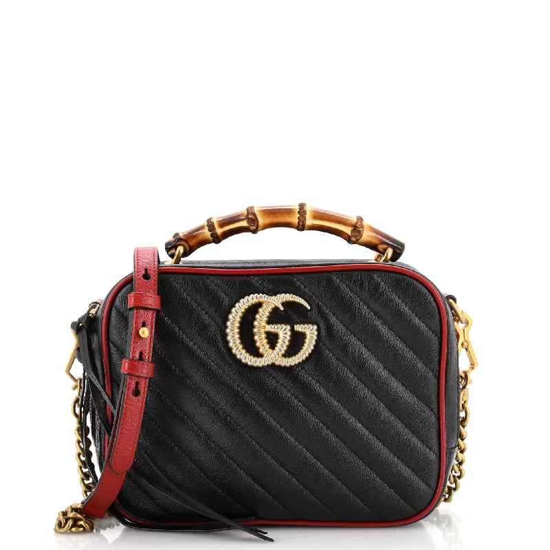 Sleek And Seasonal Sale Bags Marmont Torchon Bamboo Camera Bag Diagonal Quilted Leather Small