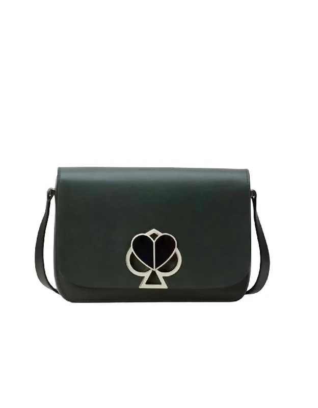 Urban Style Nicola Twistlock Medium Flap Shoulder Bag In Deep Green