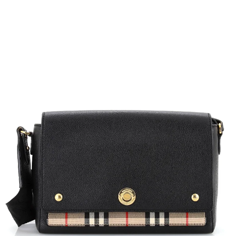 Everyday Bags For Work, School, Or Errands Note Crossbody Bag Leather with Vintage Check Canvas Medium Everyday Bags For Work, School, Or Errands Note Crossbody Bag Leather with Vintage Check Canvas Medium