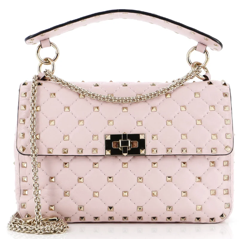 Spacious And Discounted Bags Rockstud Spike Flap Bag Quilted Leather Medium