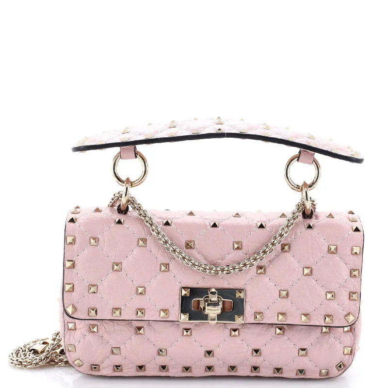 Tote Bag For Office Use Rockstud Spike Flap Bag Quilted Leather Small
