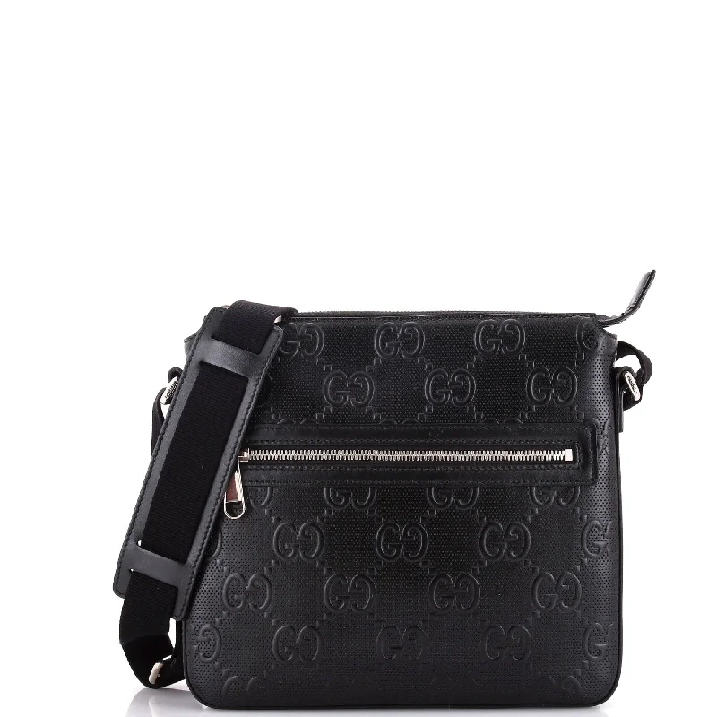 Senior Travelers Signature Zip Messenger Bag Guccissima Leather Small