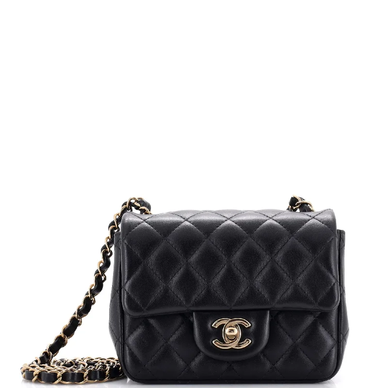 Discounted Designer Bags For Clearance Events Square Classic Single Flap Bag Quilted Lambskin Mini