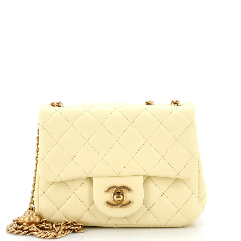 Eco-Friendly Bags For Sustainable Fashion Lovers Sweet Camellia Adjustable Chain Square Flap Bag Quilted Lambskin Mini