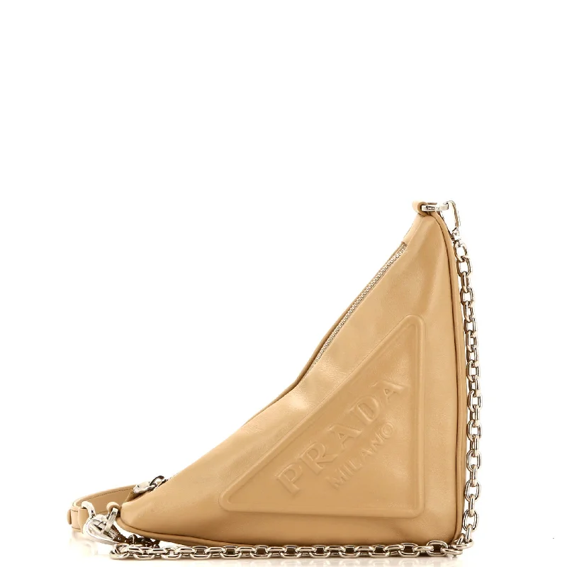 Eco-Friendly Bags With Discounts Triangle Logo Zip Chain Crossbody Bag Embossed Leather Small
