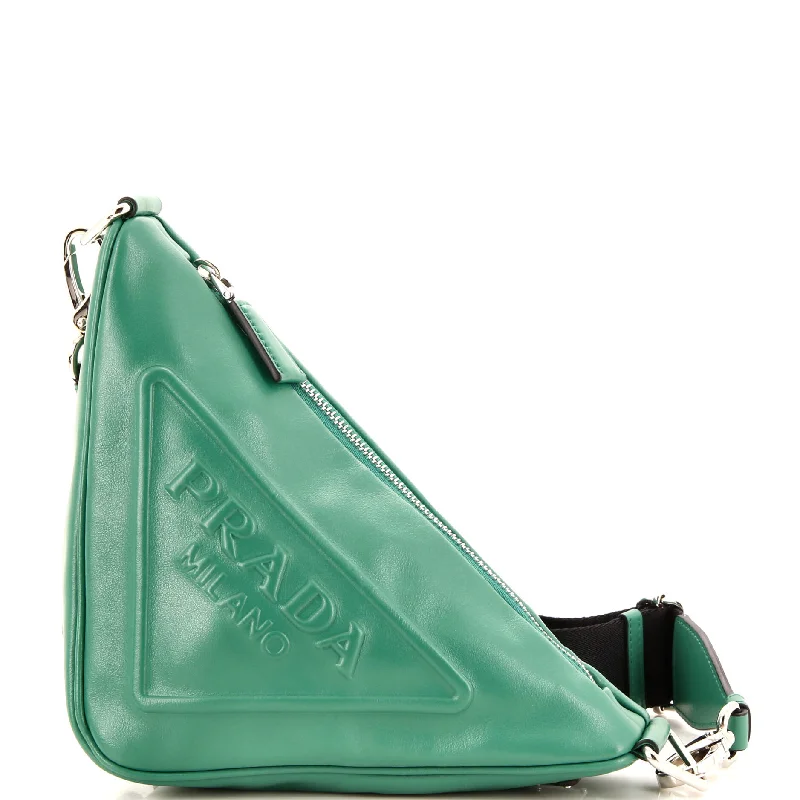 Trendy Bags Triangle Logo Zip Crossbody Bag Leather Small