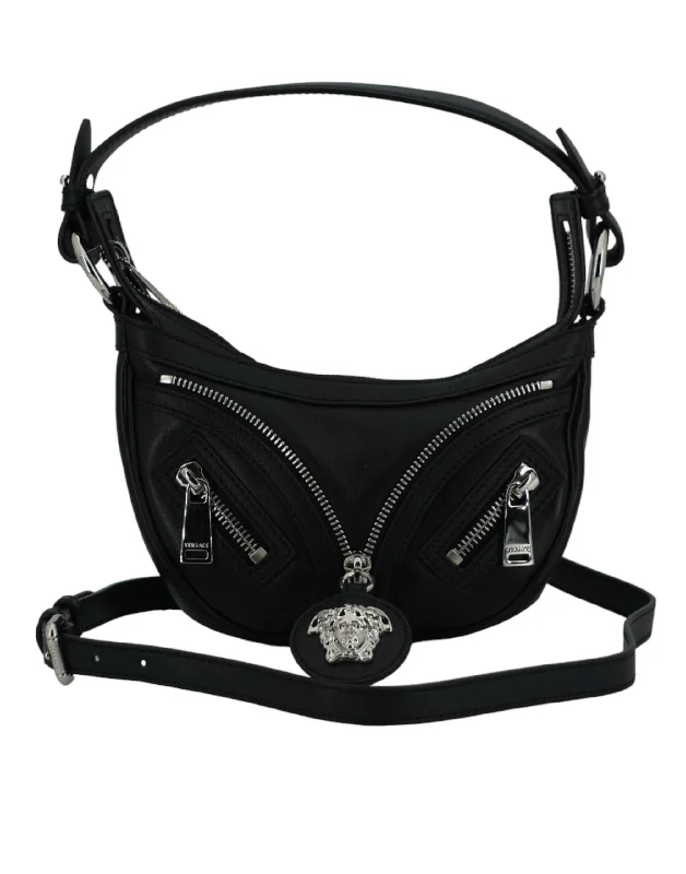 Minimalist Leather Bag For Modern Aesthetics Versace  Calf Leather Hobo Mini Shoulder Women's Bag