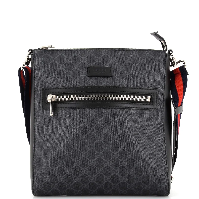 Trendy Bags For Teenage Girls Web Strap Front Zip Messenger Bag GG Coated Canvas Medium